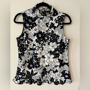 Ann Taylor black and white top size S